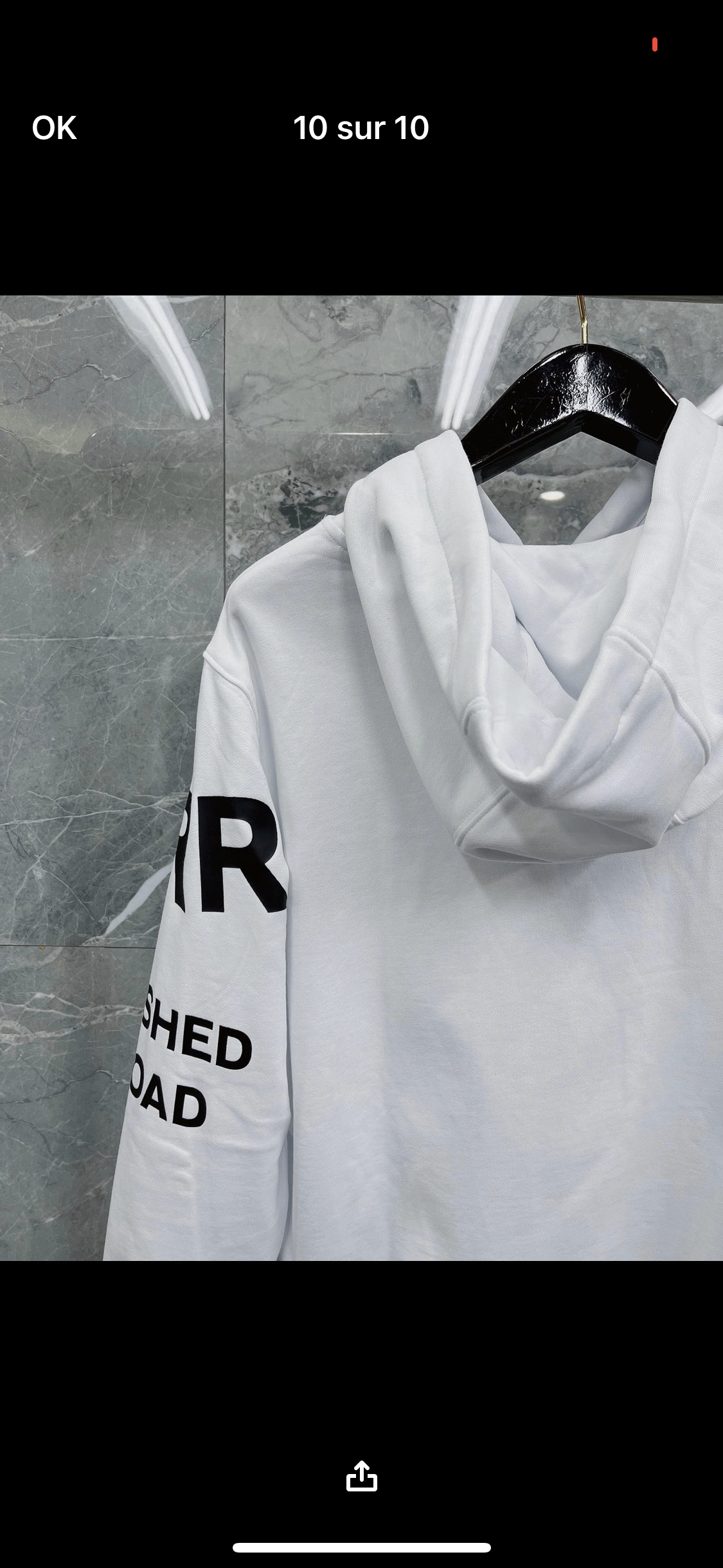 White BRB sweatshirt invoice