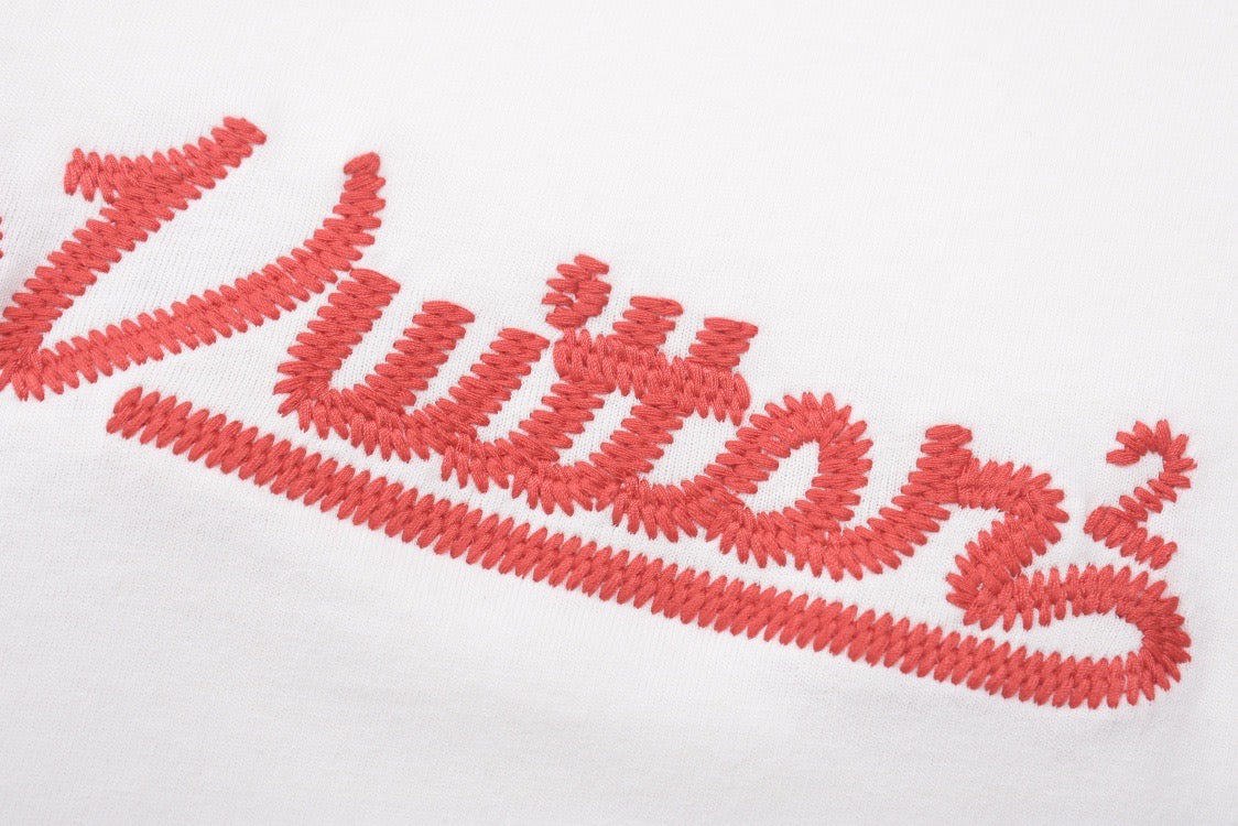 LV x NGO white embroidered funnel neck t-shirt
