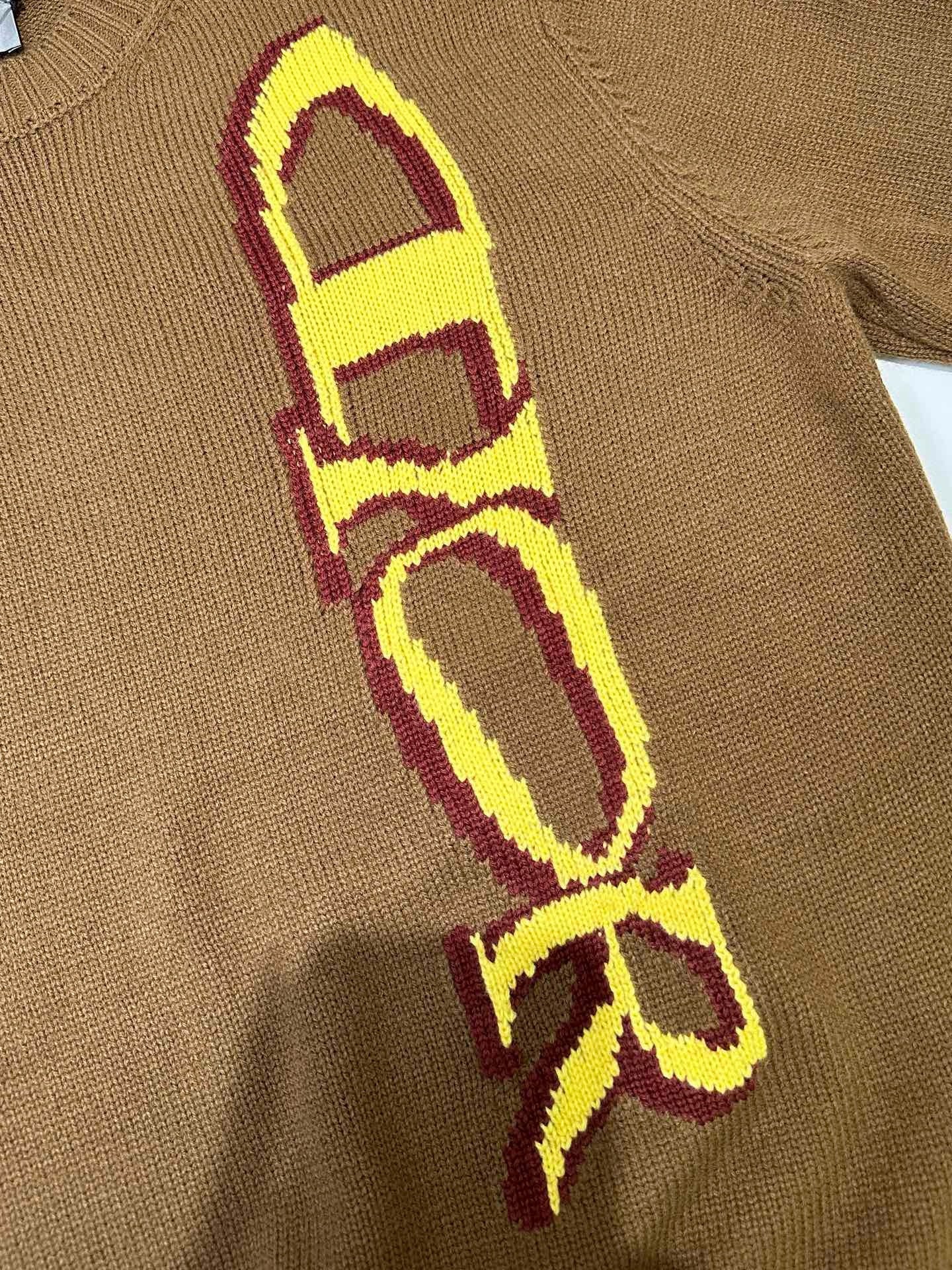 Pull CD AND LEWIS HAMILTON Intarsia de laine vierge et cachemire marron