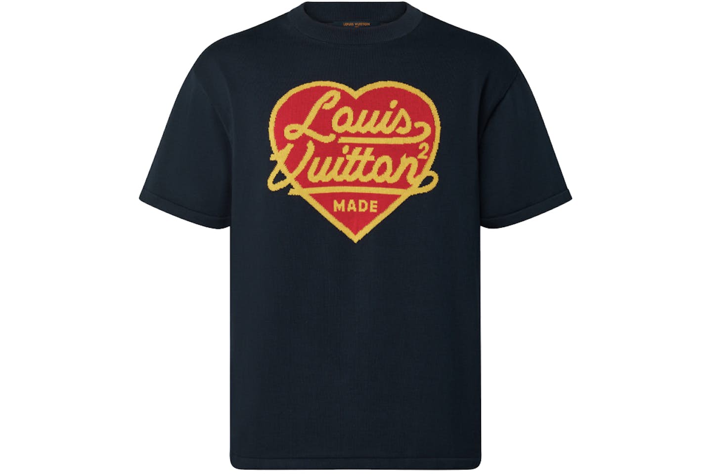 lv Intarsia Jacquard Heart Crewneck Dark Ocean