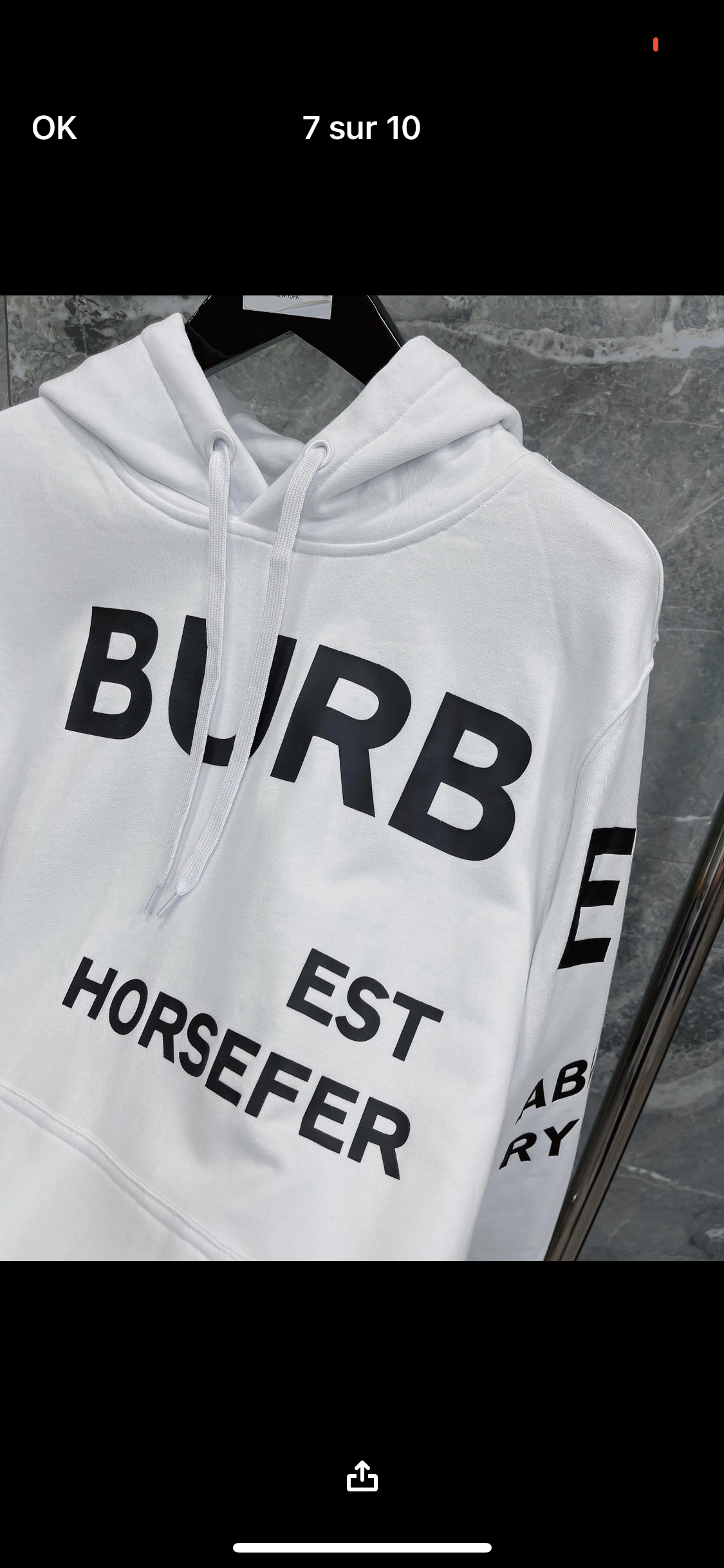 White BRB sweatshirt invoice