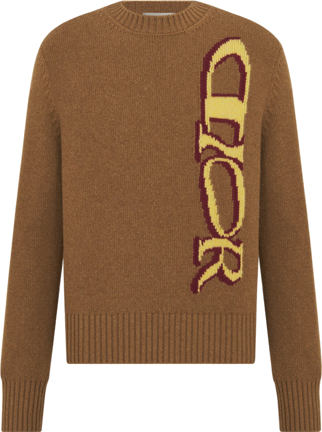 Pull CD AND LEWIS HAMILTON Intarsia de laine vierge et cachemire marron