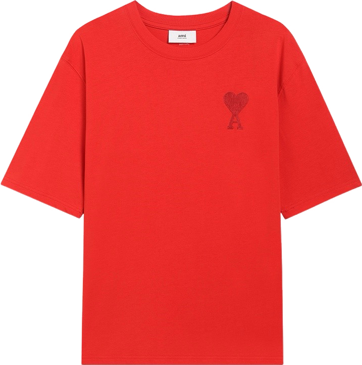 T-shirt rouge à petit logo ami de cœur rouge