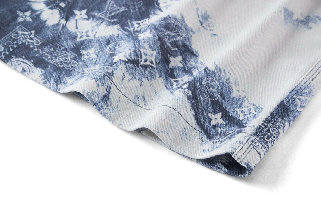 Monogram Bandana Sleeved Denim Shirt Lv