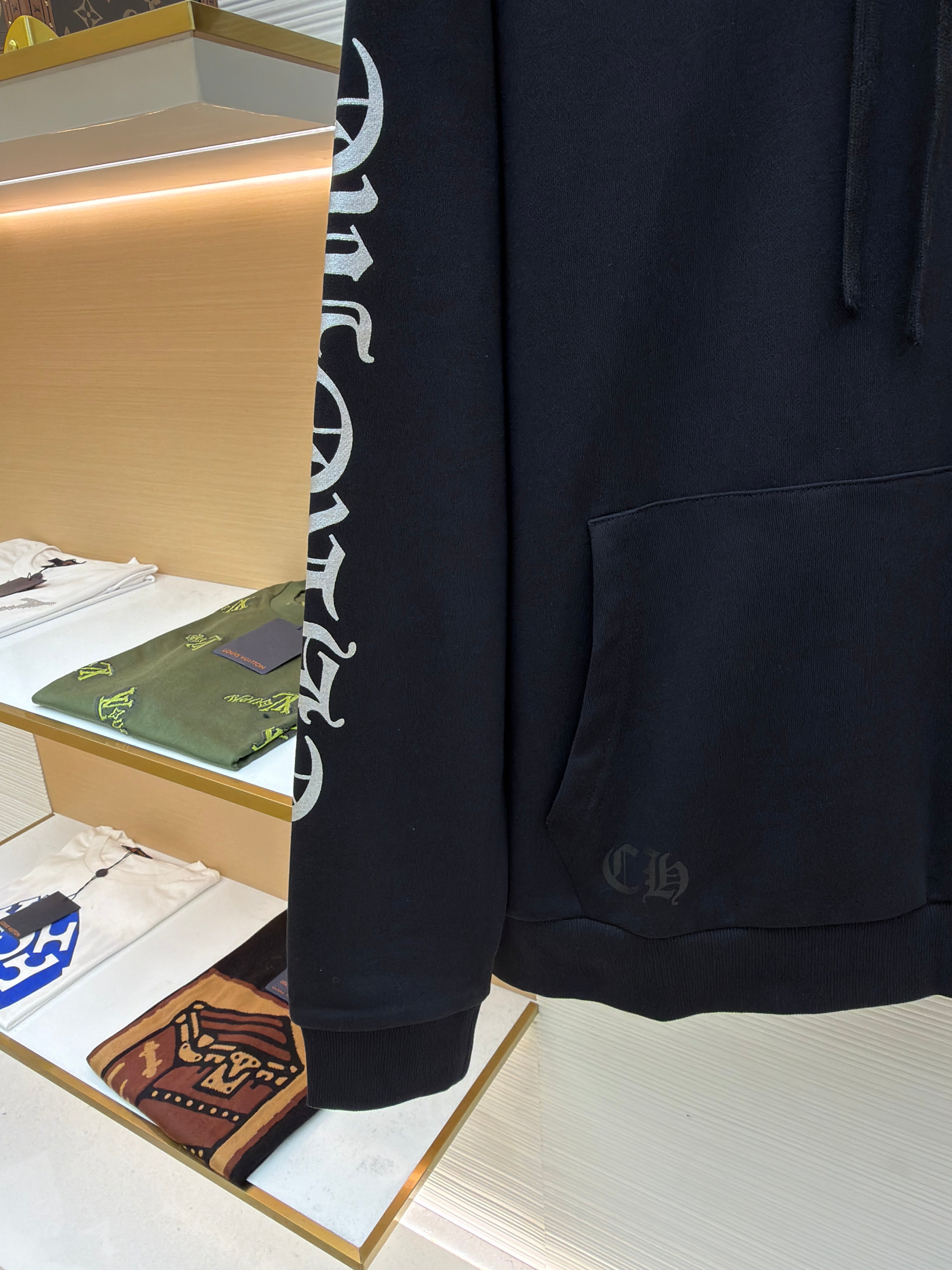 Chrome Hrts Vertical Logo Sweat à capuche Noir