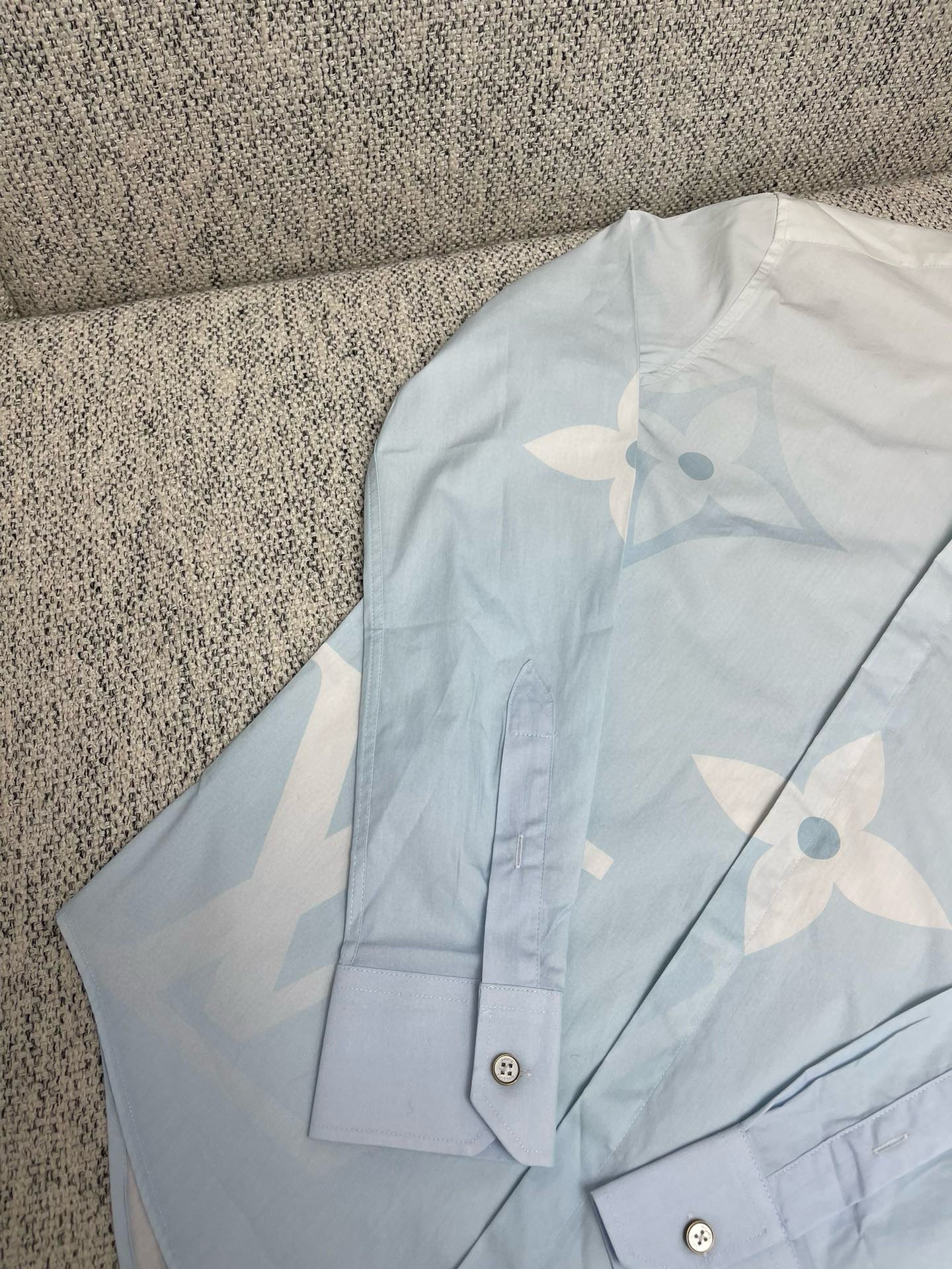 Chemise lv manches longues imprimée Monogram en popeline