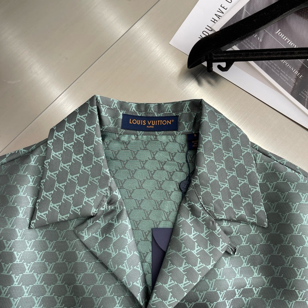 Ensemble chemise lv manches courtes en jacquard de soie mélangée