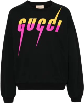 Gucci print coton sweat-shirt black and pink