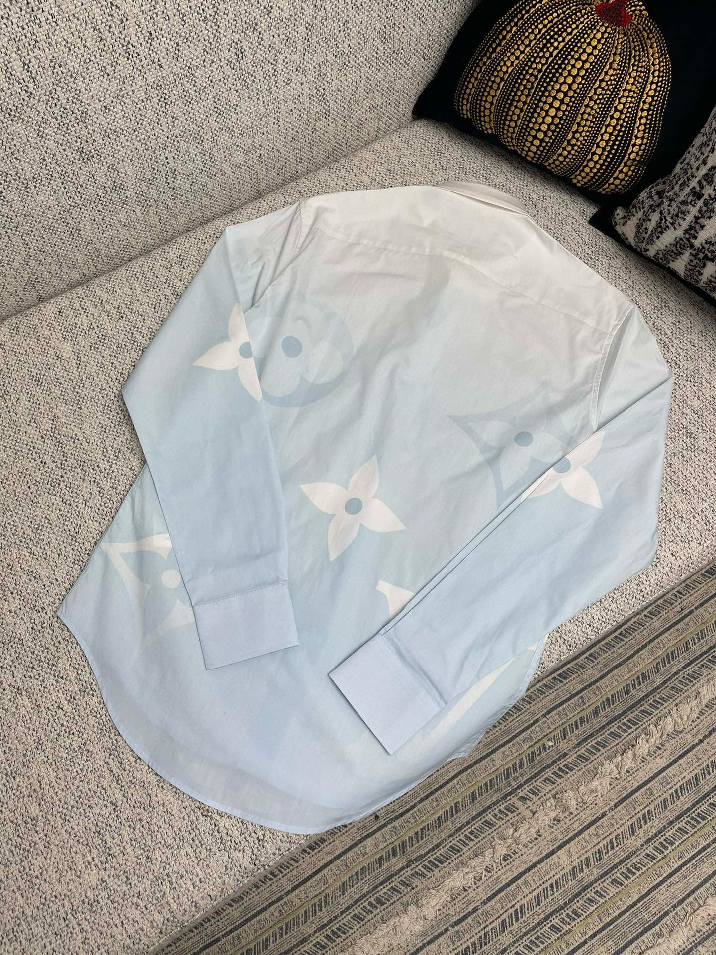 Chemise lv manches longues imprimée Monogram en popeline