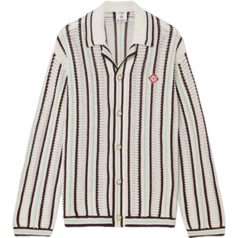 CHEMISE CASA STRIPED COTTON CROCHET SHIRT