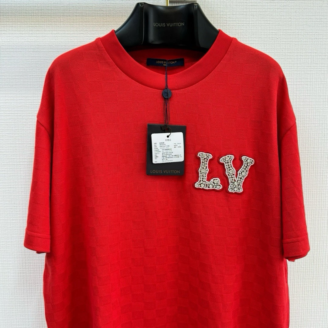 Tee-shirt à patch LV brodé en coton piqué
