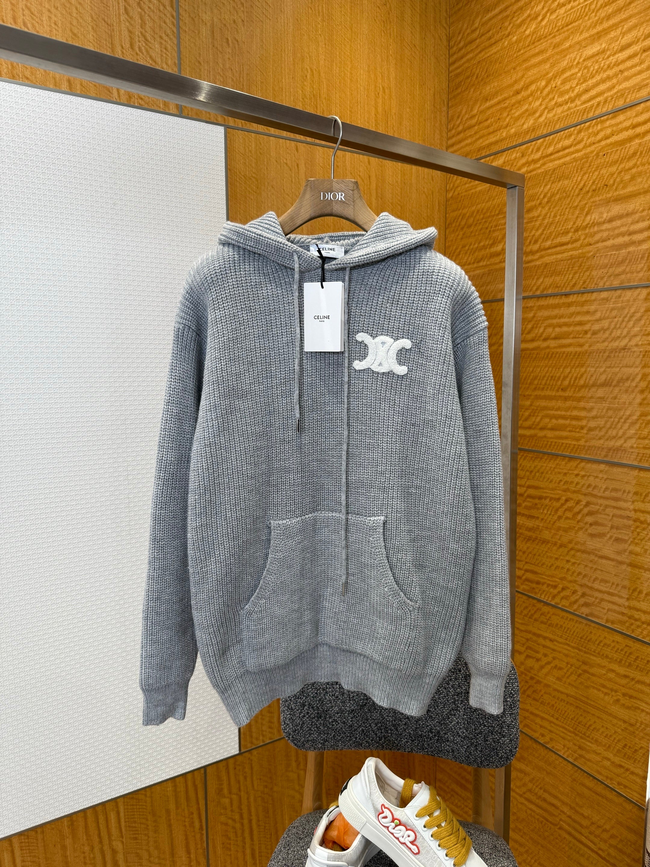 Pull capuche laine côtelé Celin