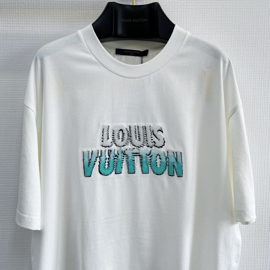 T shirt Lv embroidered beads Cotton