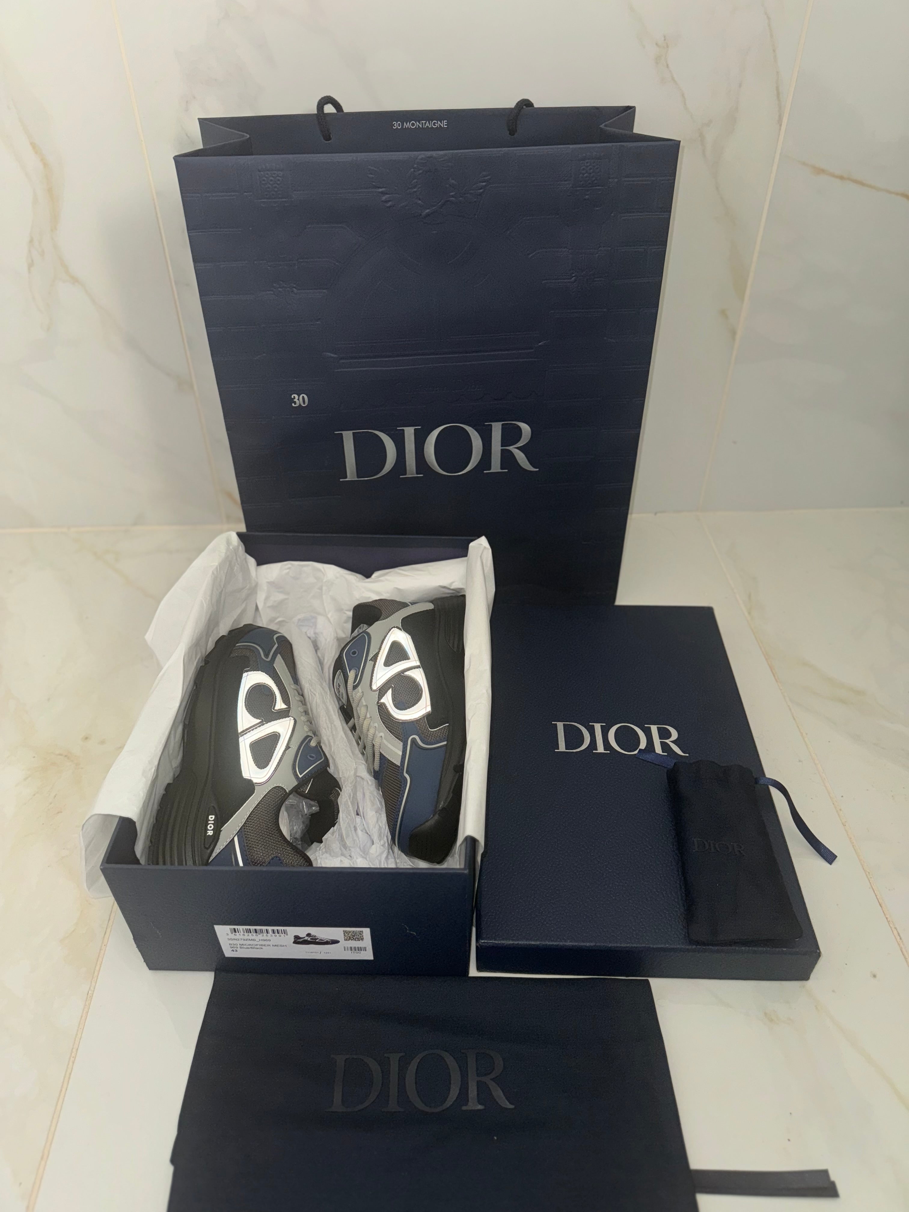SNEAKERS B30 V3 VERSION BIEN LISSE BLUE NIGHT GREY RÉFLECTIVE RÉACTION CORRECTES FACTURE PACKAGING COMPLET