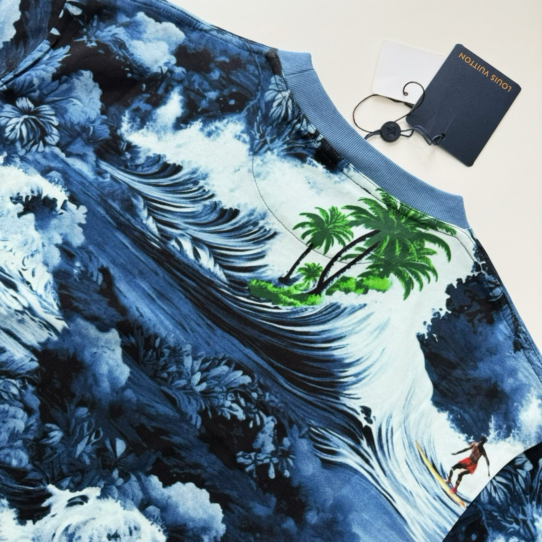 Tee-shirt lv manches courtes imprimé en coton