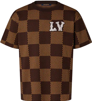 T shirt Lv Damier a Patch Marron