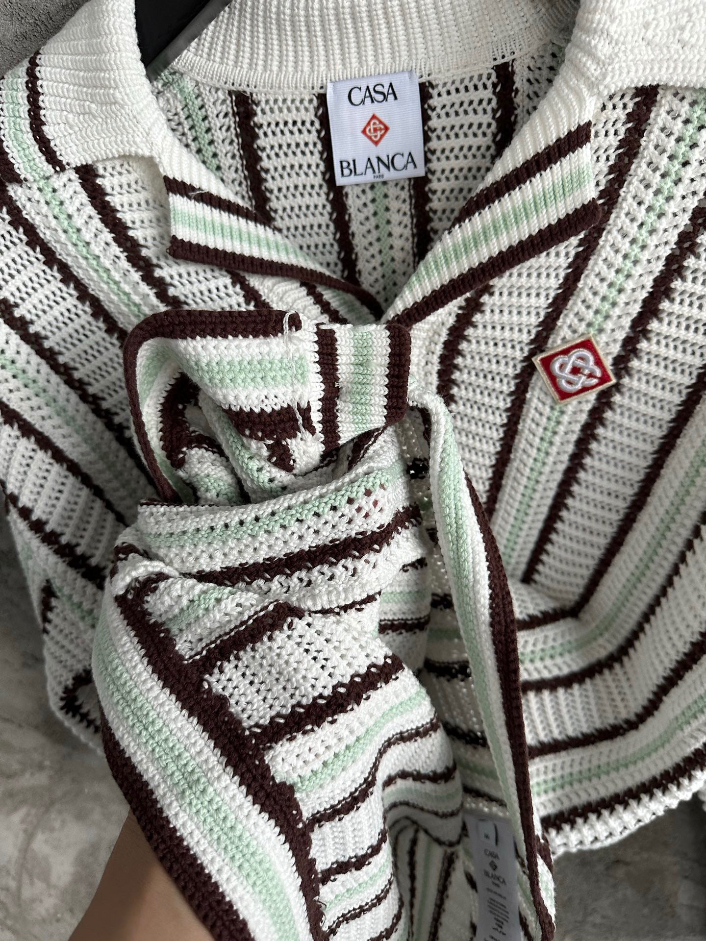 CHEMISE CASA STRIPED COTTON CROCHET SHIRT