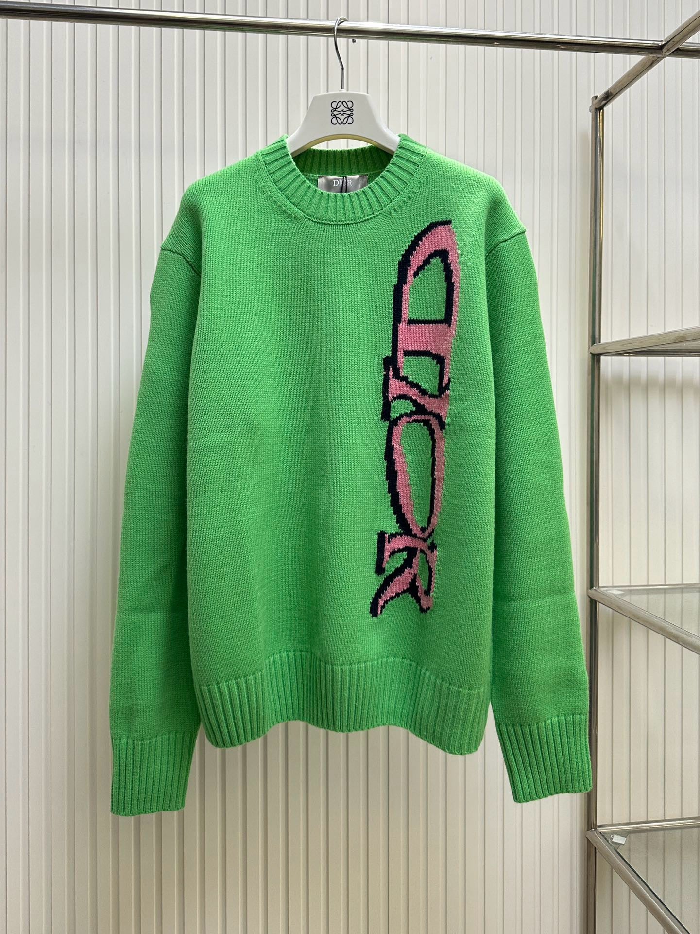 Pull CD AND LEWIS HAMILTON Intarsia de laine vierge et cachemire verts