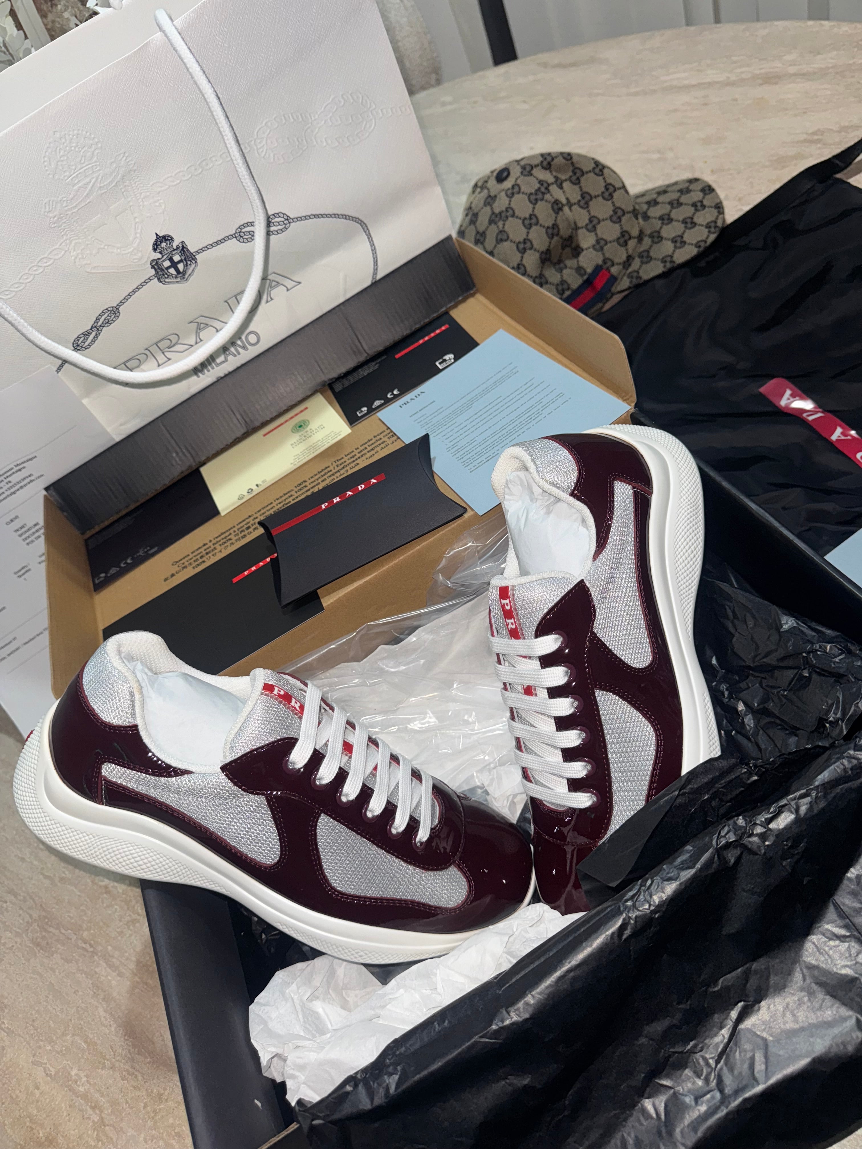 Sneakers Prd America ´ s Cup BORDEAUX Cherry 🍒 tissu bike lisse 10/10 📦⚡️🚚