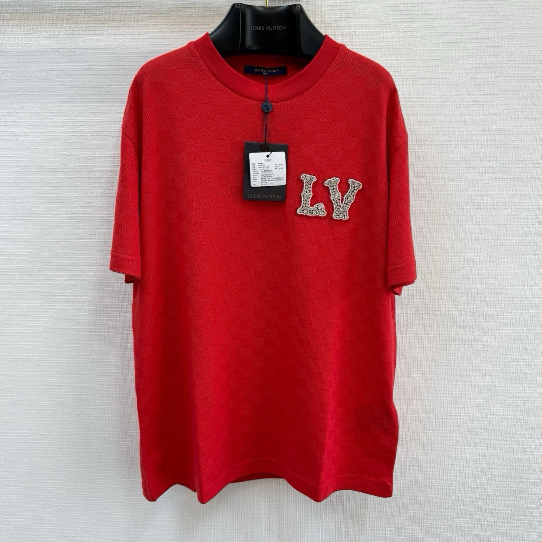 Tee-shirt à patch LV brodé en coton piqué