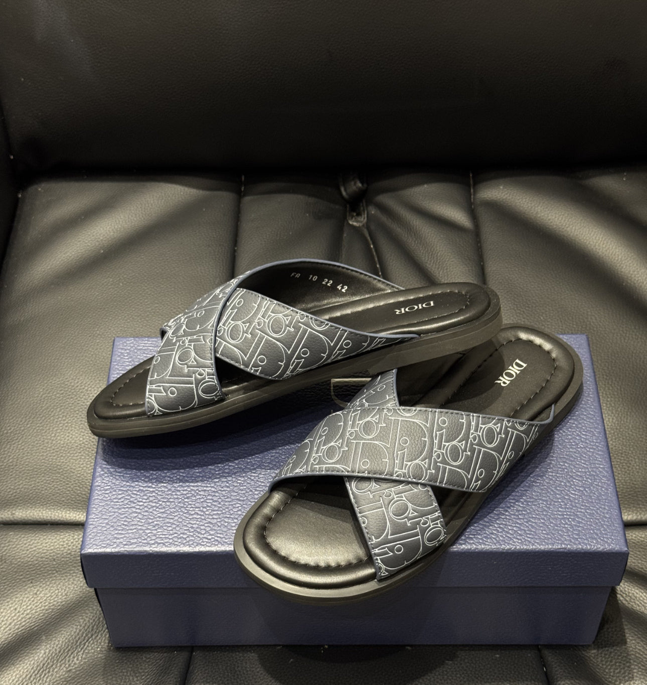 Sandale CD Alias Cuir Dior Gravity Outline bleu marine