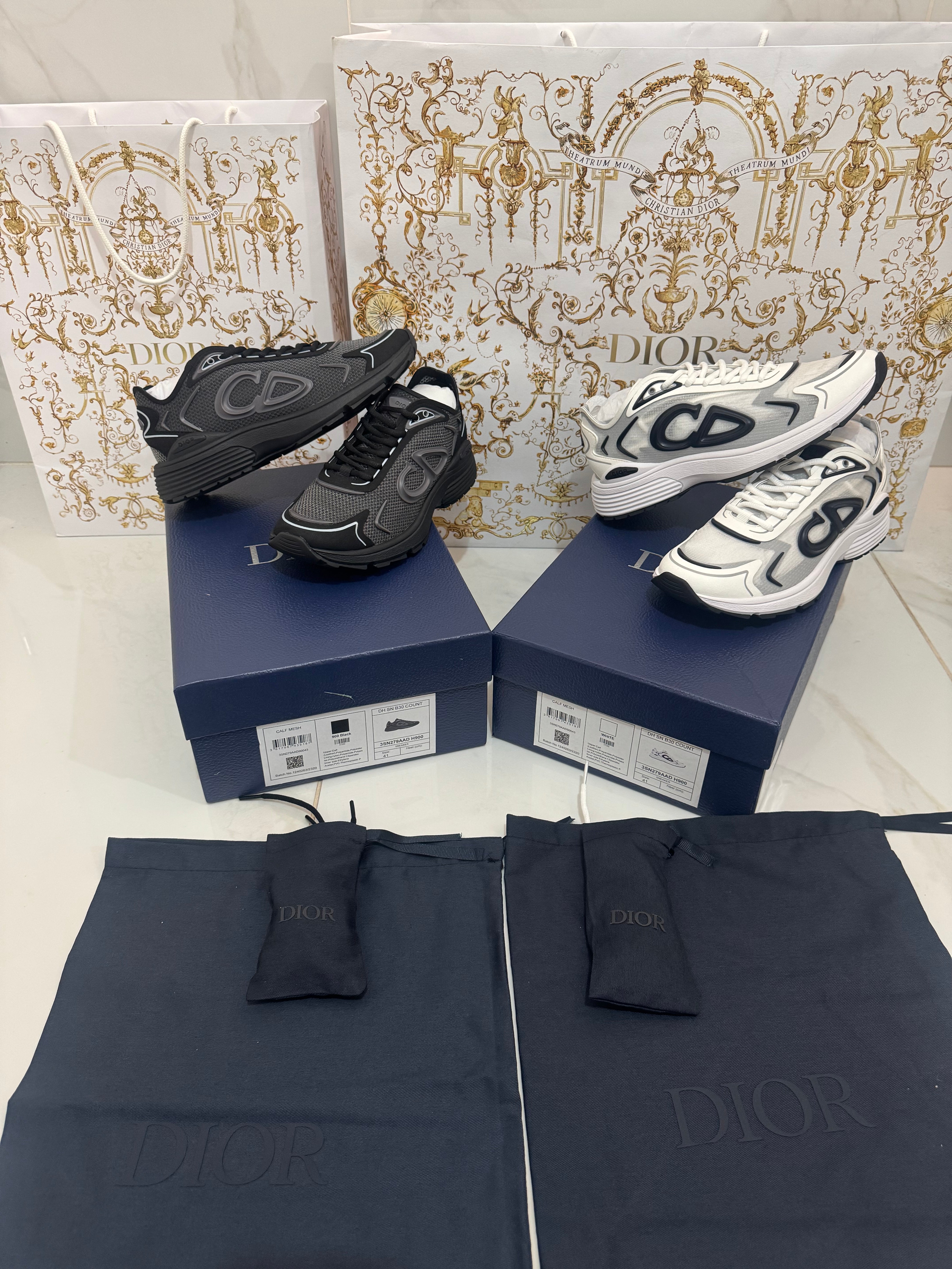 SNEAKERS B30 Countdown Tech 💡 VERSION BIEN LISSE Maille technique blanc / noir tissu technique FACTURE PACKAGING COMPLET MODÈLE POUSSÉ