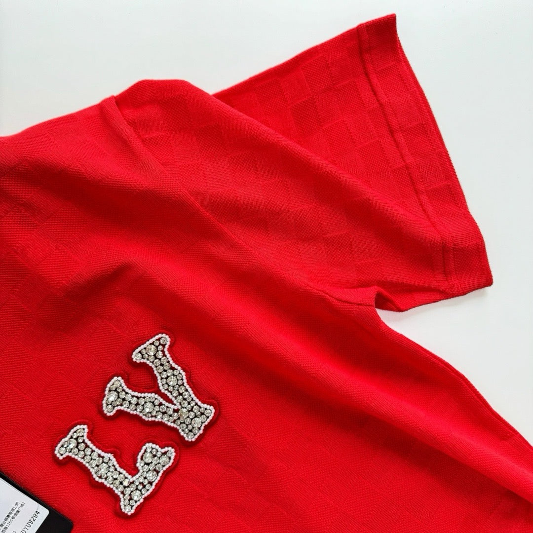 Tee-shirt à patch LV brodé en coton piqué