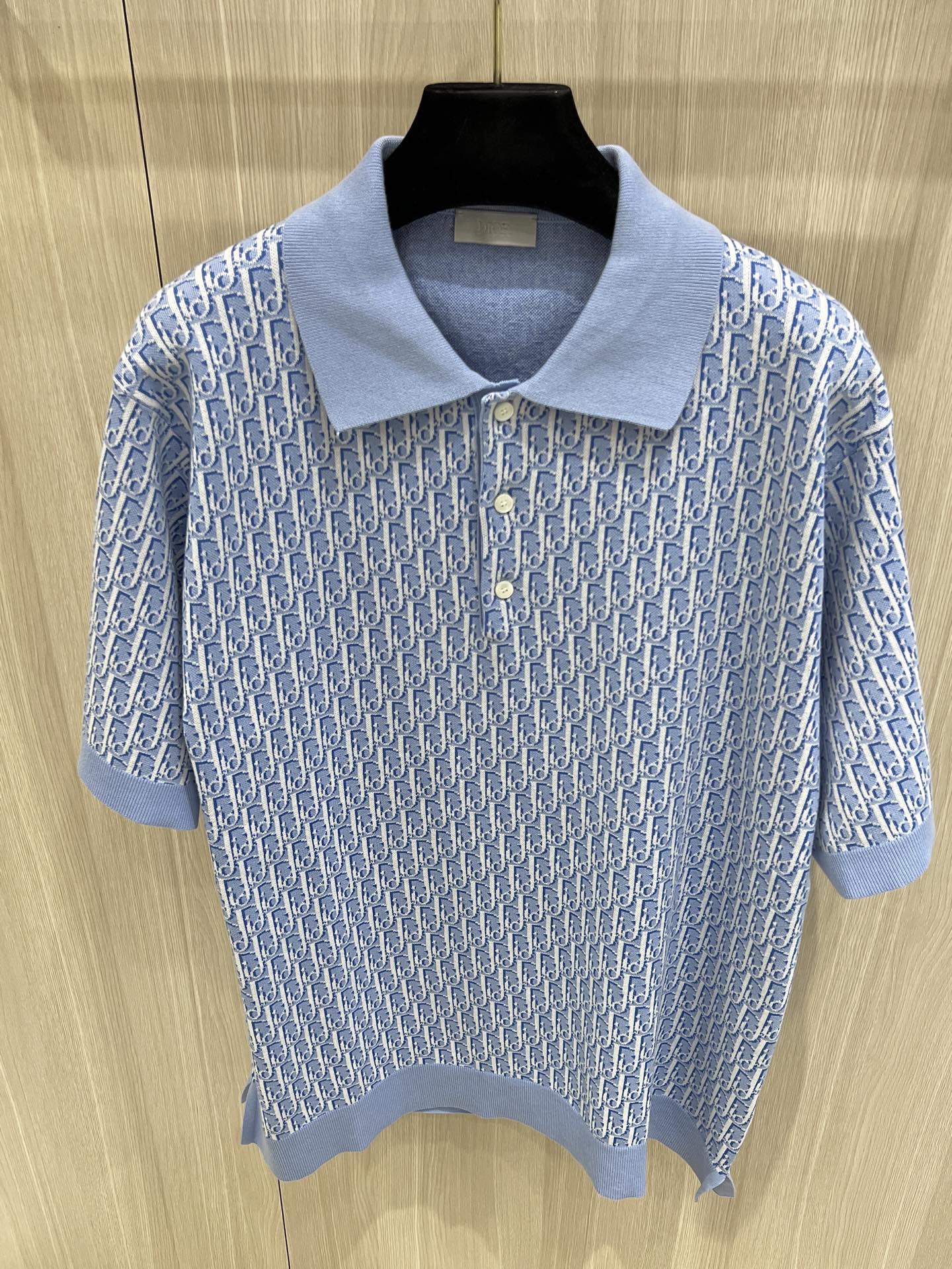 Polo CD oblique coton Jacquard bleu