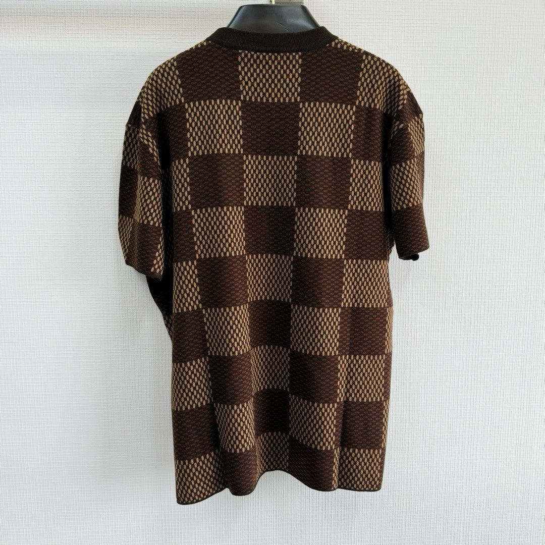 T shirt Lv Damier a Patch Marron