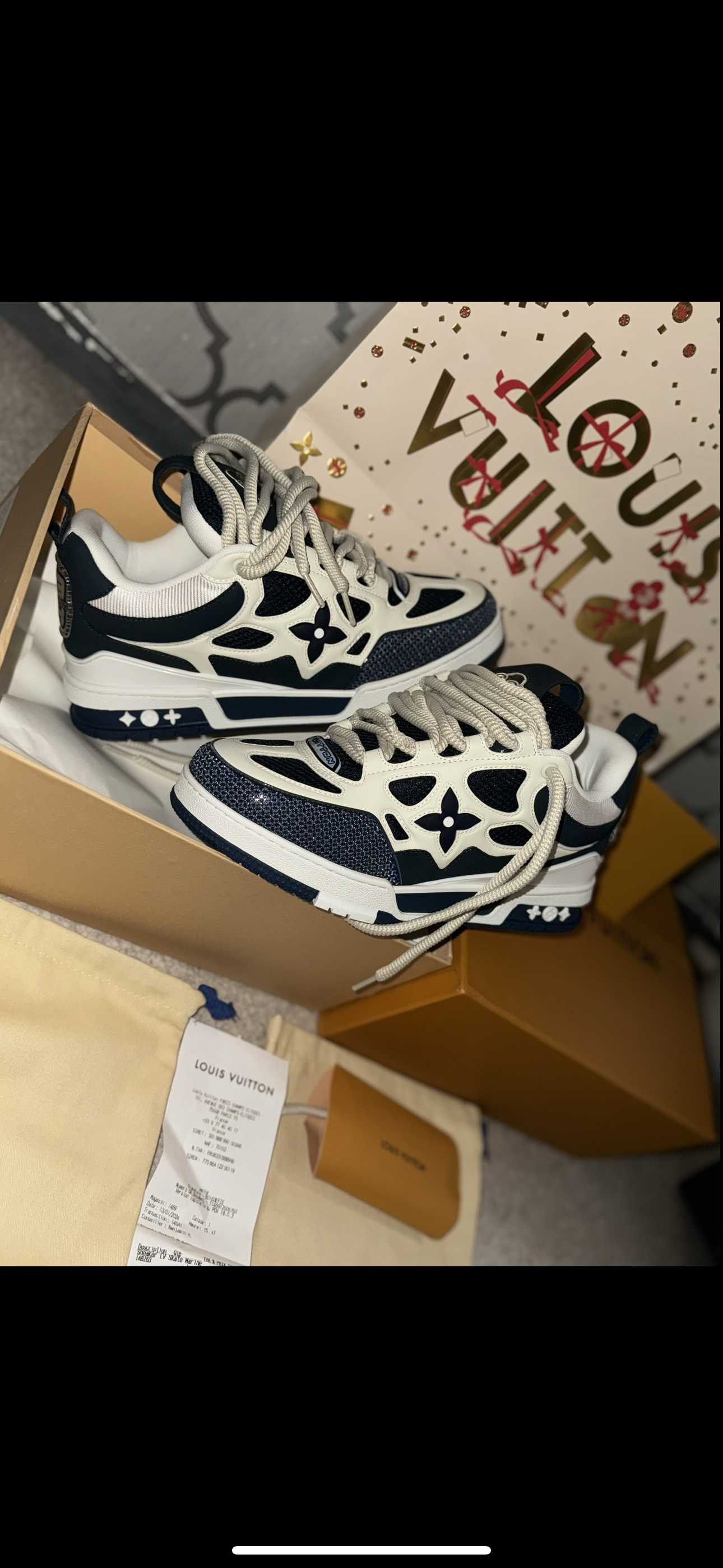 Sneakers Lv Skate bleu 10/10 facture