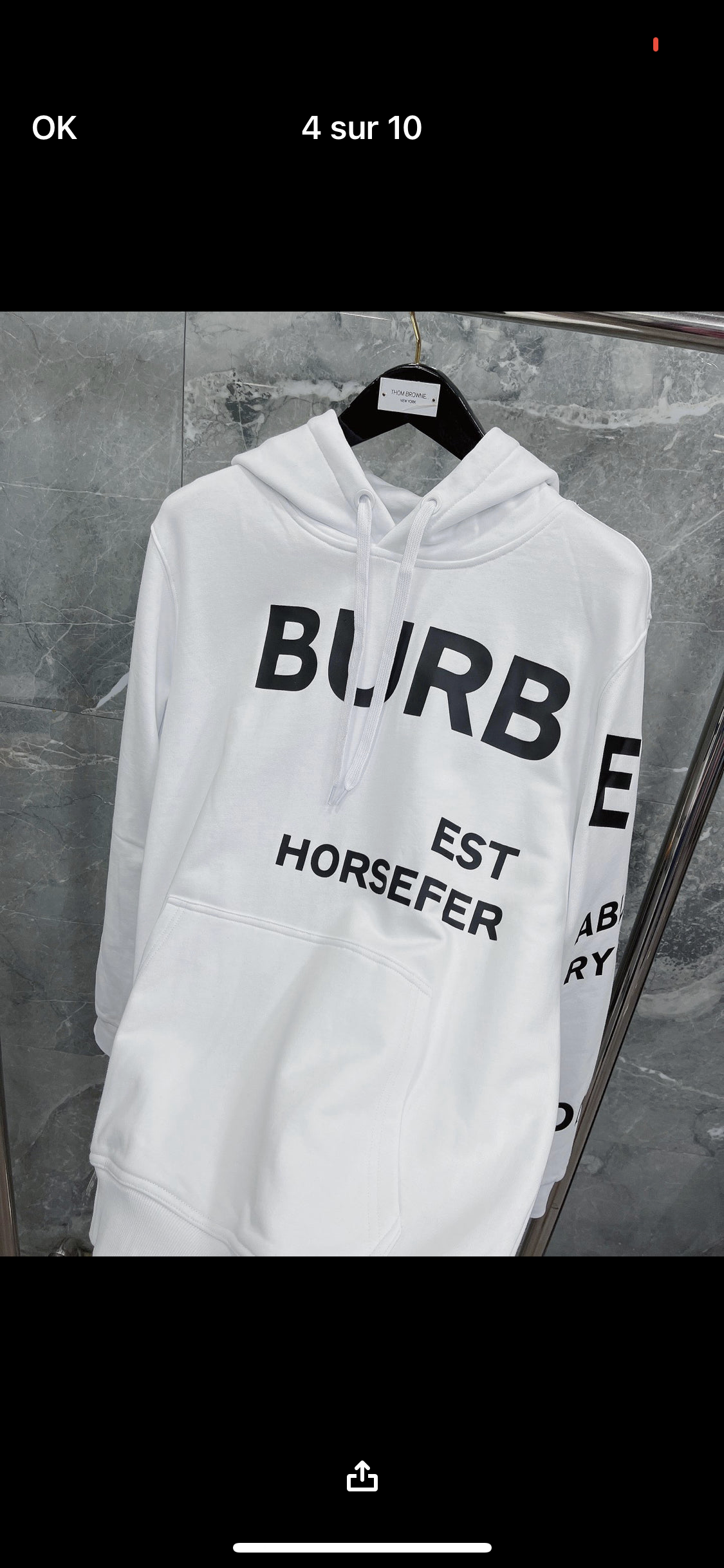 White BRB sweatshirt invoice