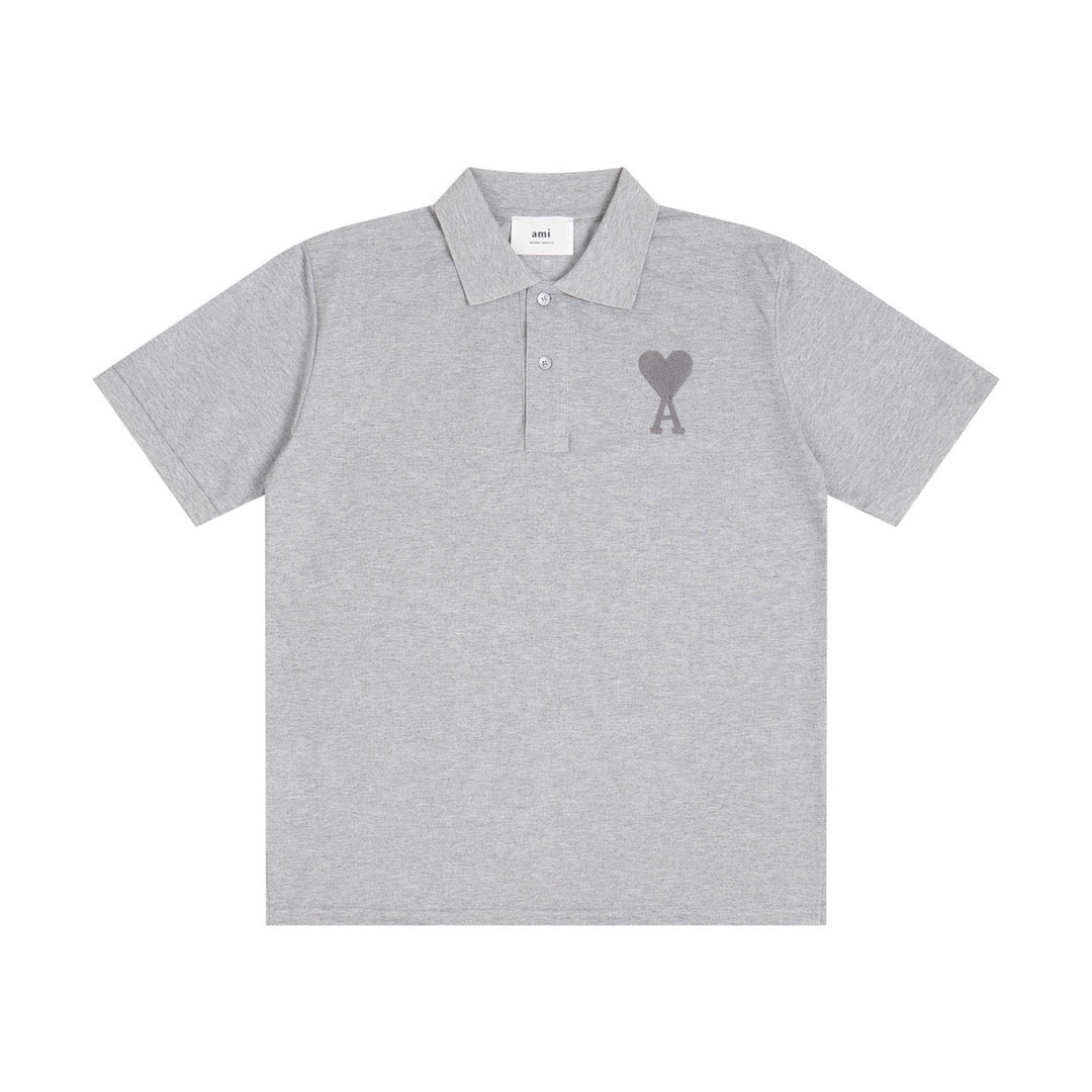 Polo gris à petit logo ami de cœur gris