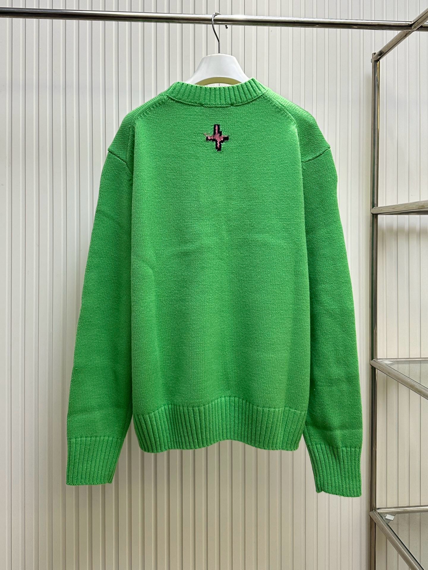 Pull CD AND LEWIS HAMILTON Intarsia de laine vierge et cachemire verts
