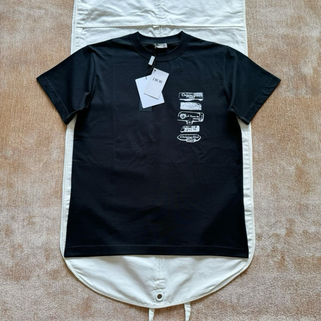 T-shirt CD Archives Labels, coupe relax Jersey de coton noir