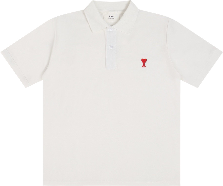 Polo blanc à petit logo ami de cœur rouge