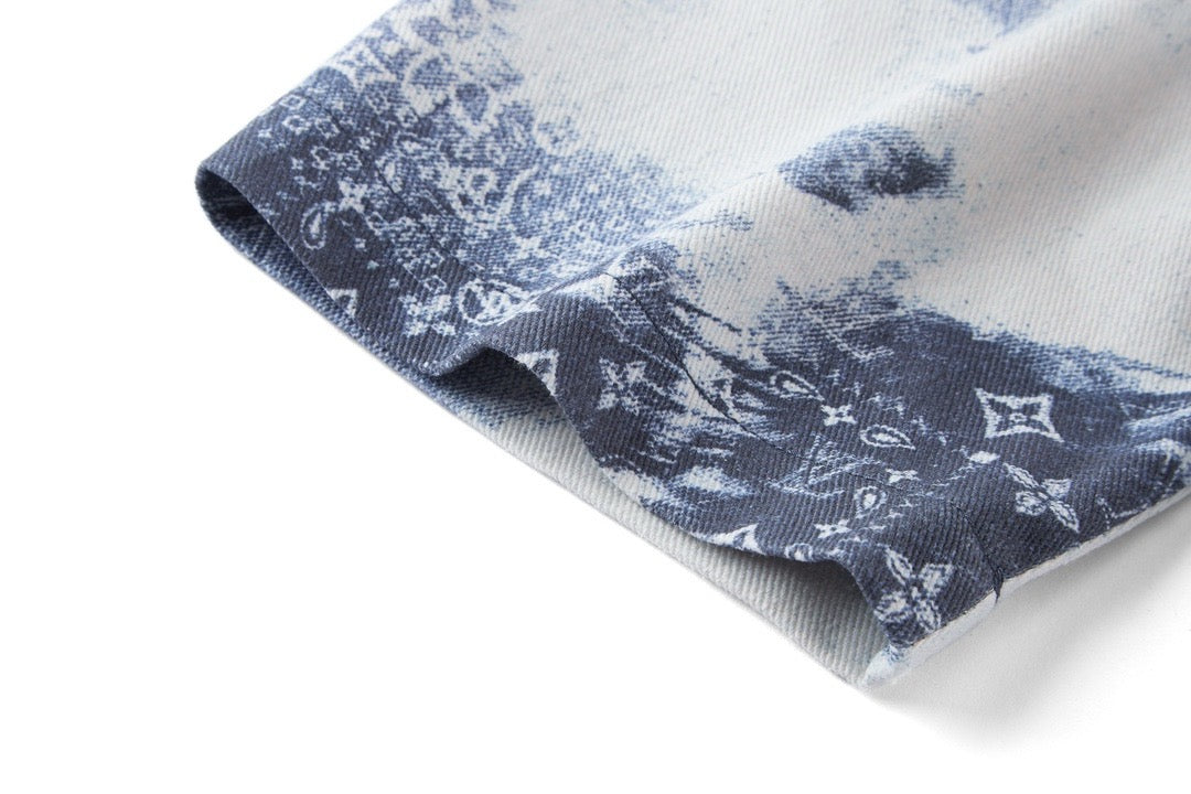 Monogram Bandana Sleeved Denim Shirt Lv