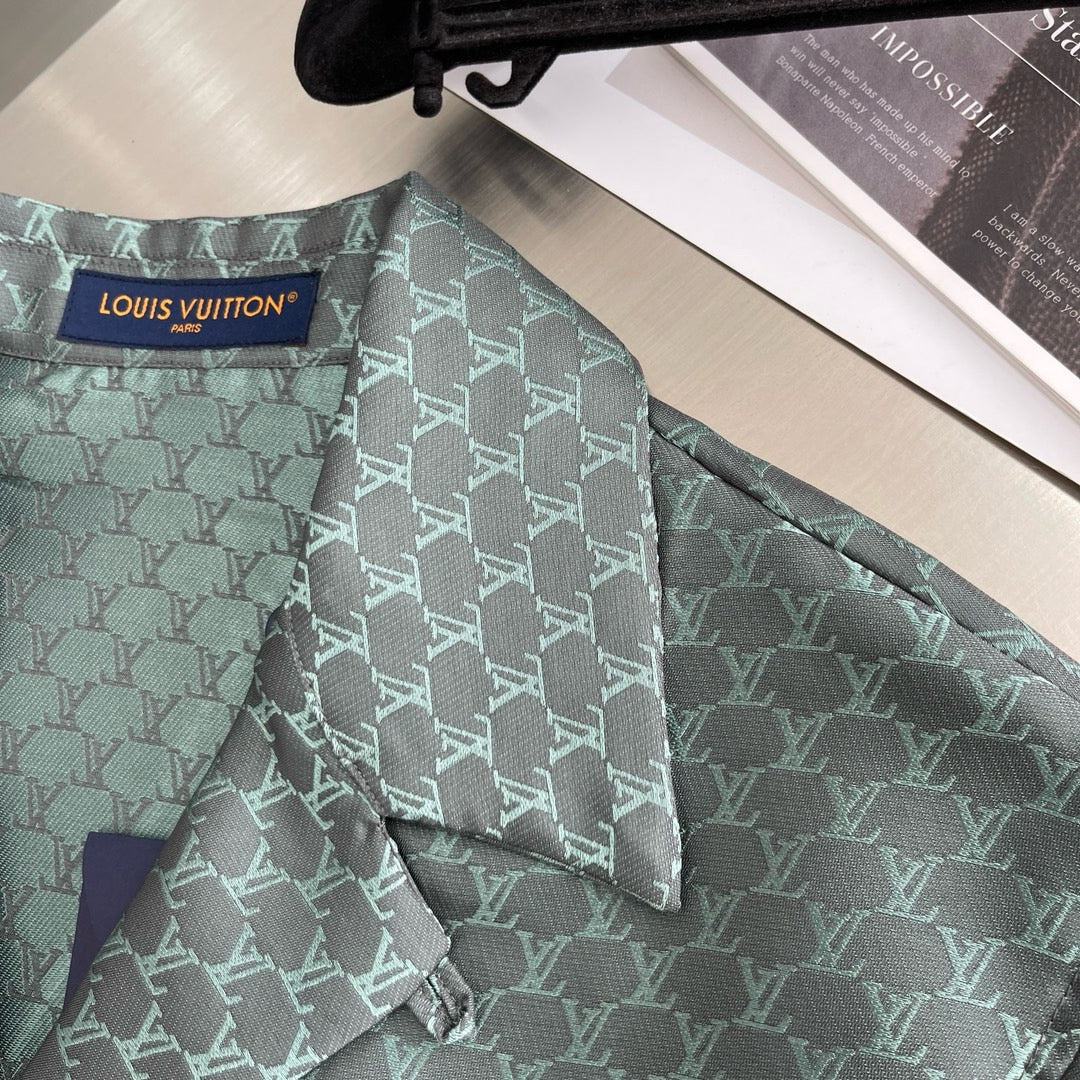 Ensemble chemise lv manches courtes en jacquard de soie mélangée
