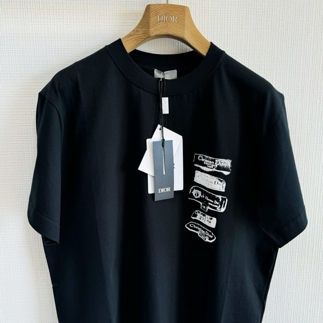 T-shirt CD Archives Labels, coupe relax Jersey de coton noir