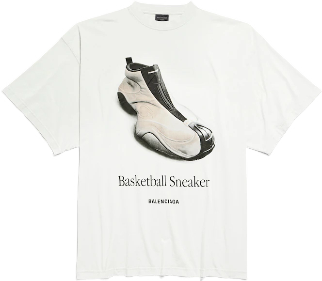 T-SHIRT BASKETBALL SNEAKER OVERSIZE POUR HOMME EN BLANC EFFET SALI