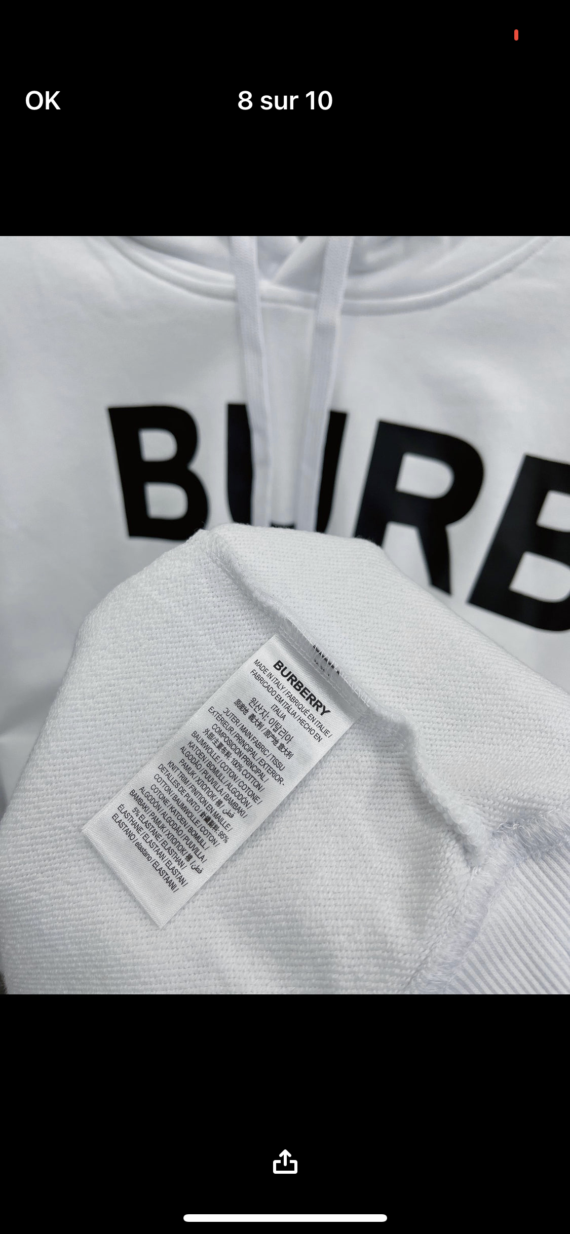 White BRB sweatshirt invoice