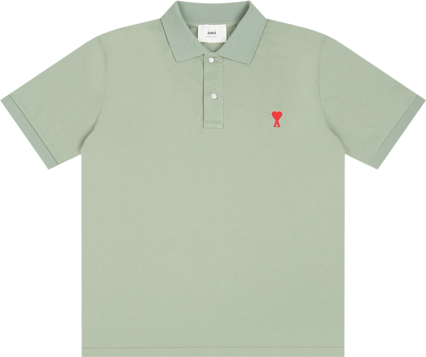 Polo vert à petit logo ami de cœur rouge