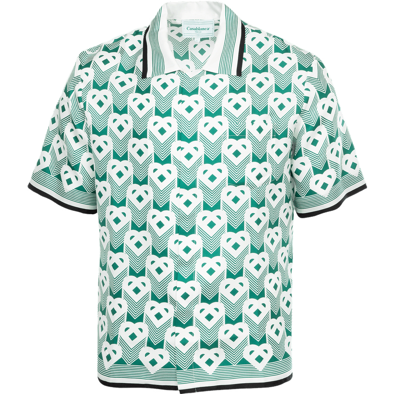 Casa chemise vert à motif Monogram en soie