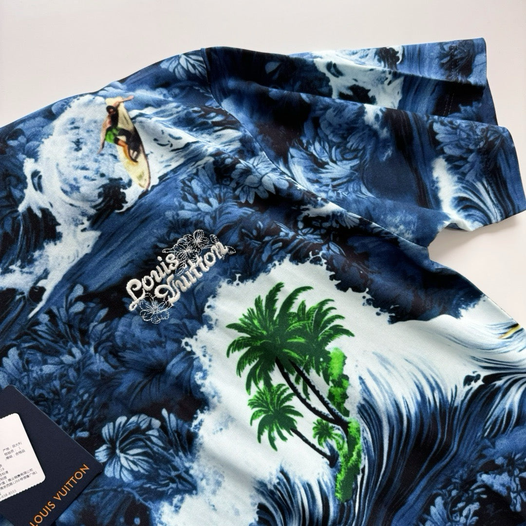 Tee-shirt lv manches courtes imprimé en coton
