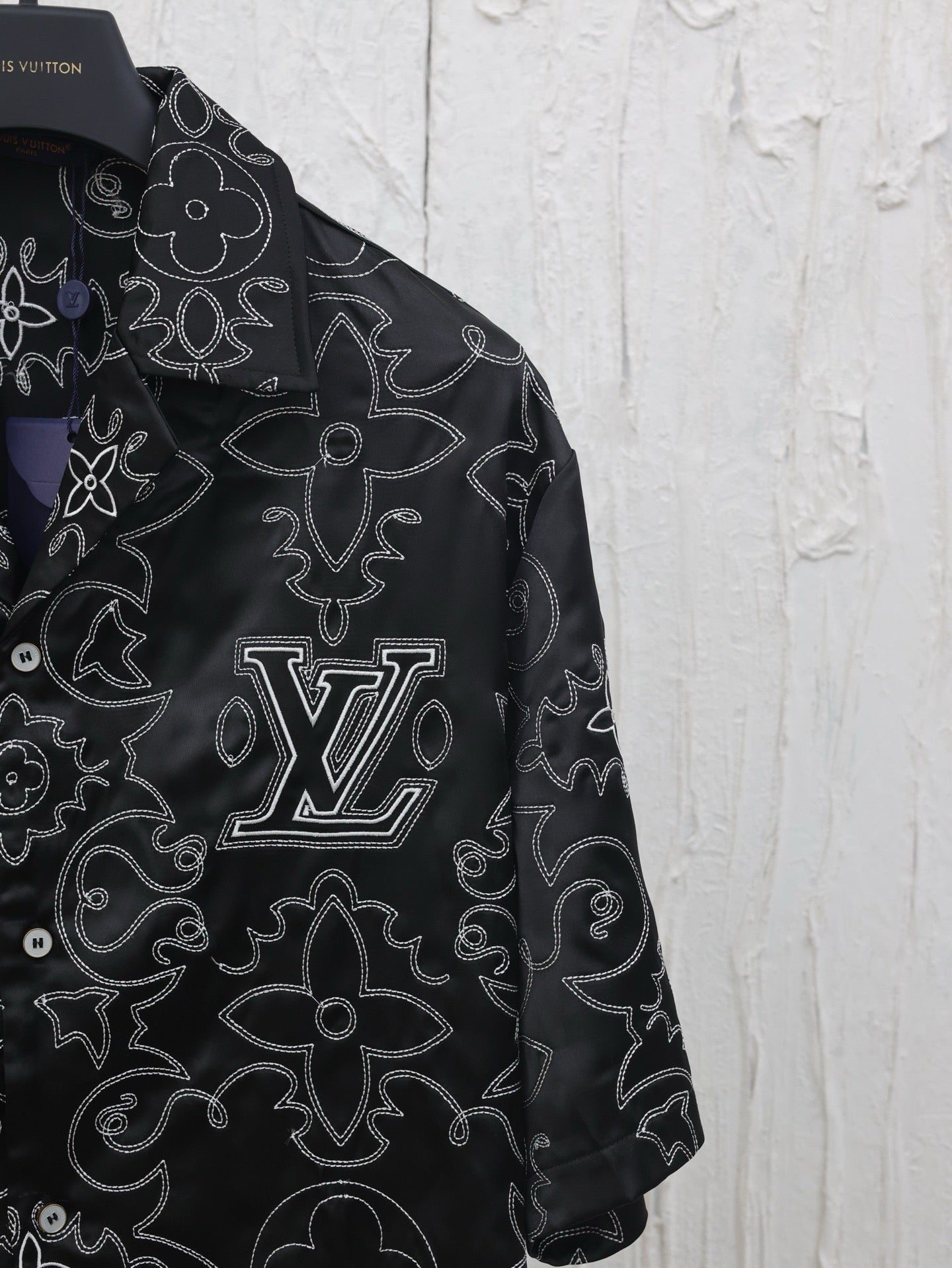 Chemise lv manches courtes imprimée en soie