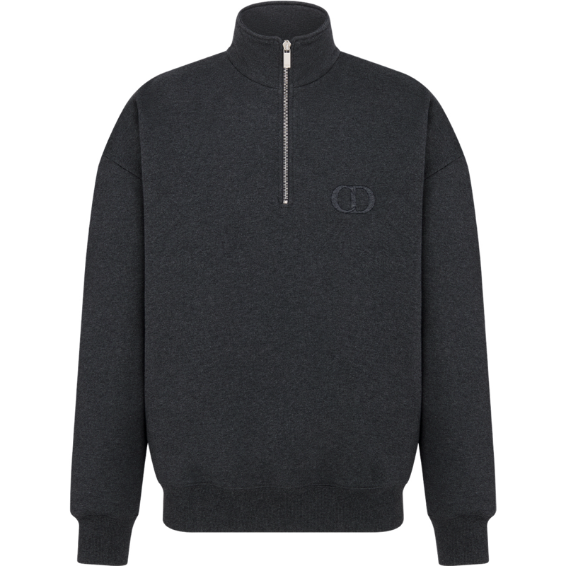 Sweatshirt demi-zippé CD Icon Molleton de coton gris foncé