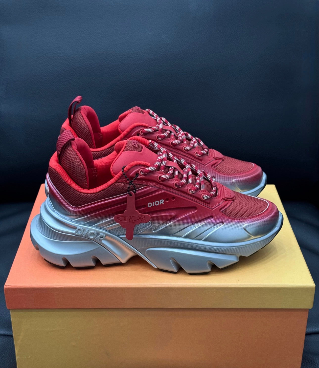 Sneaker B44 Blade Maille technique rouge argenté tissu technique