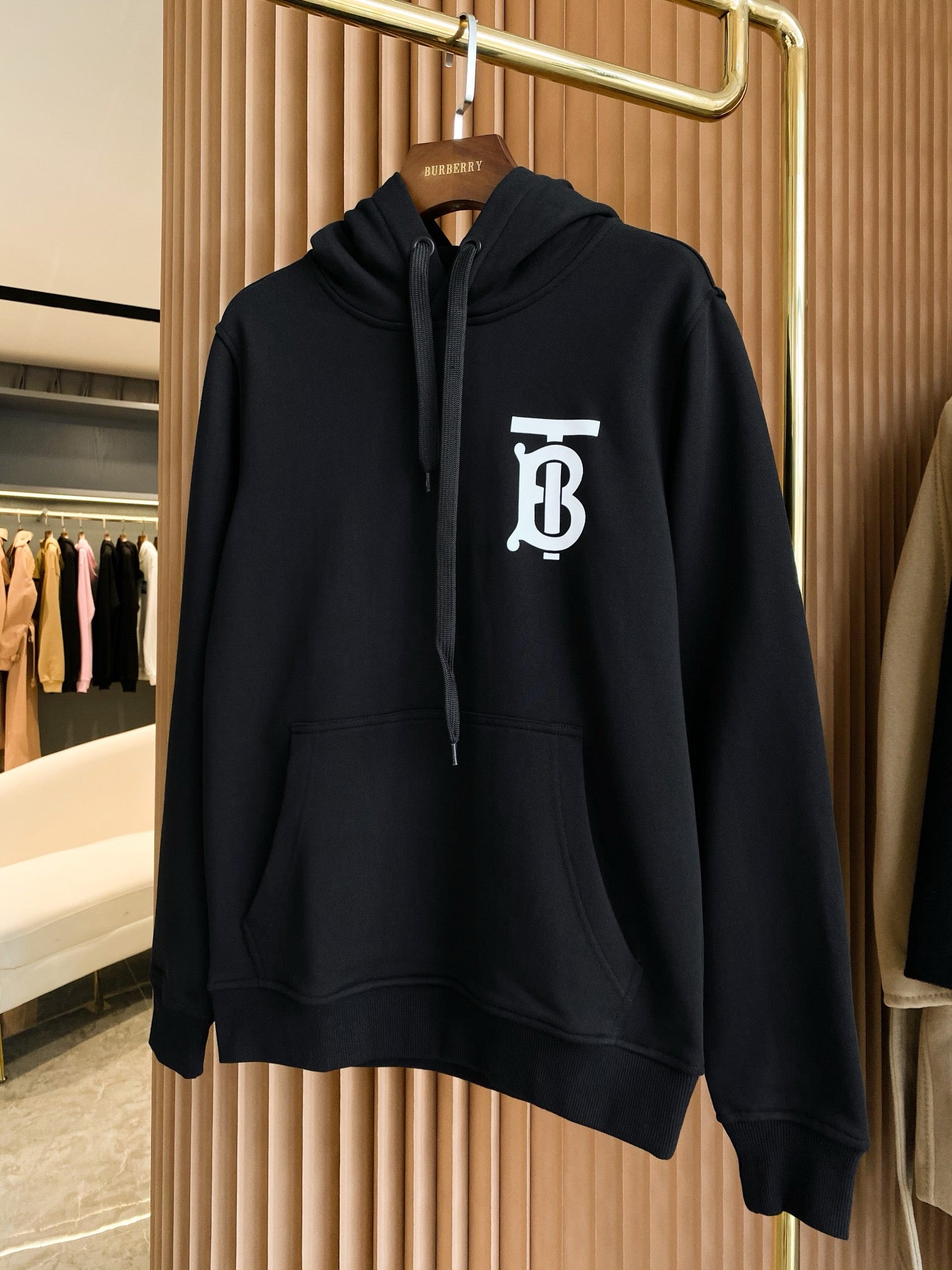 Brb Monogram Motif Coton Cordon De Serrage Sweat À Capuche Noir