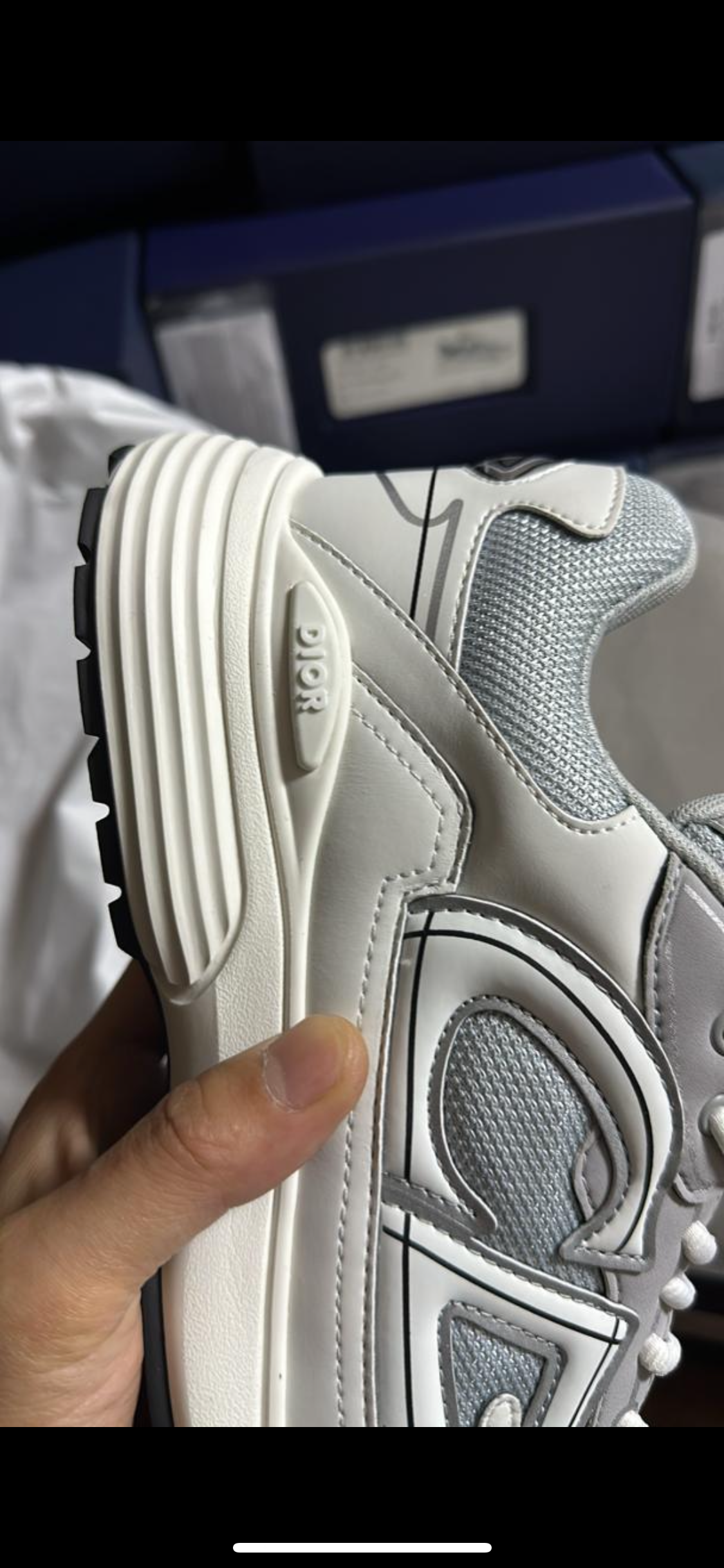 SNEAKERS B30 V2 VERSION BIEN LISSE WHITE GREY RÉFLECTIVE RÉACTION CORRECTES FACTURE PACKAGING COMPLET