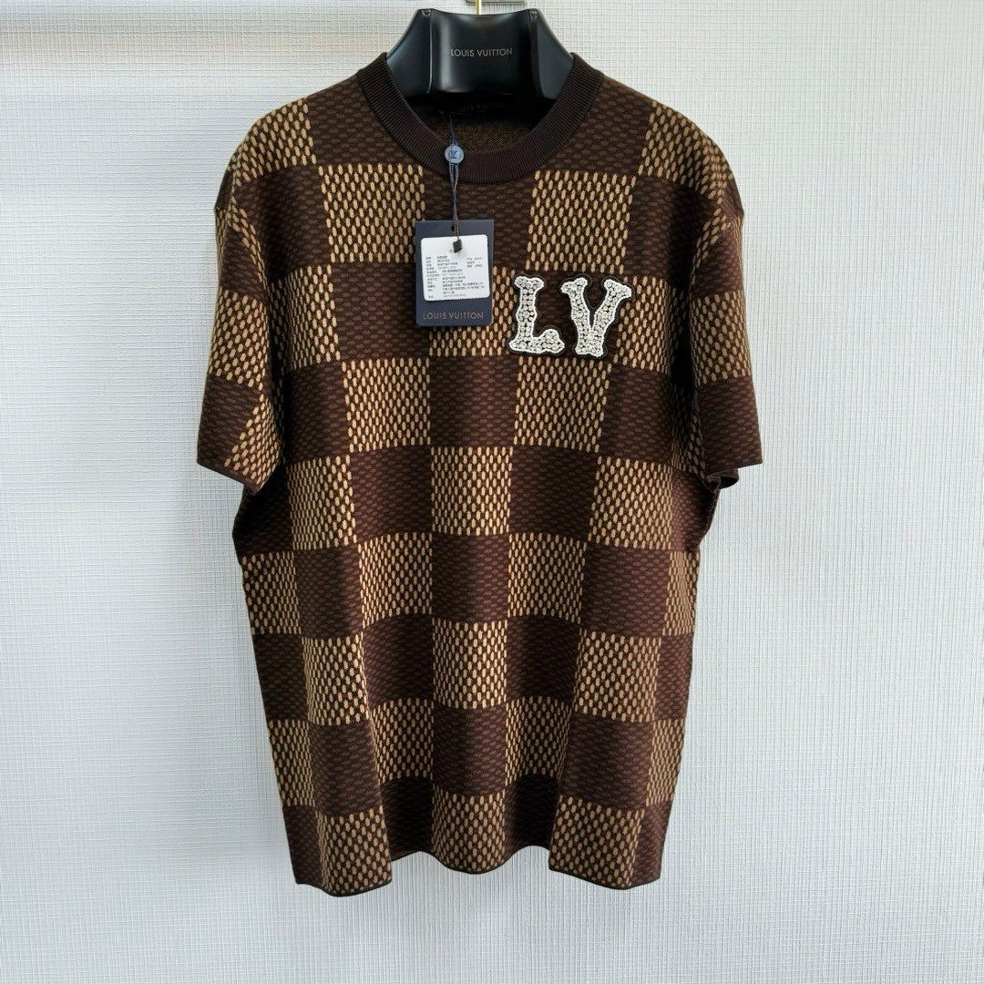T shirt Lv Damier a Patch Marron