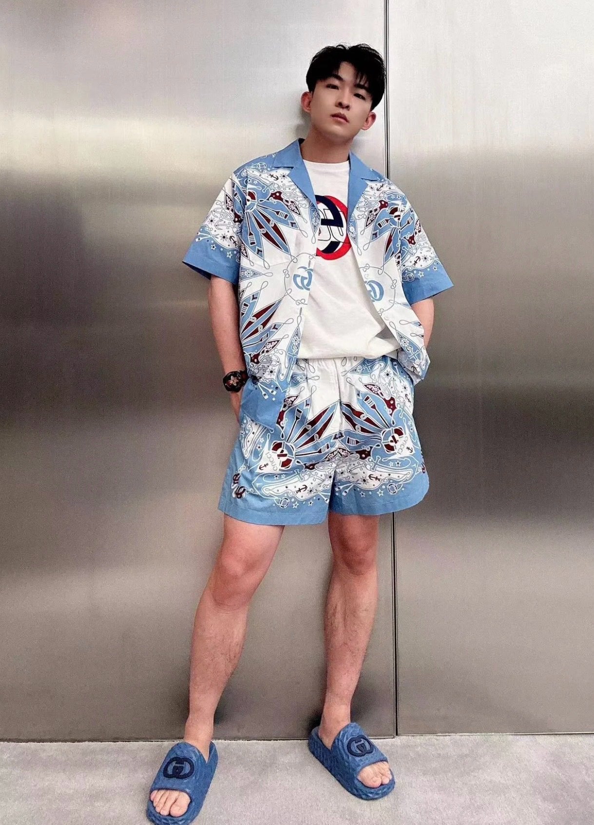 SHORTS GG BANDANA PRINT COTTON SHIRT